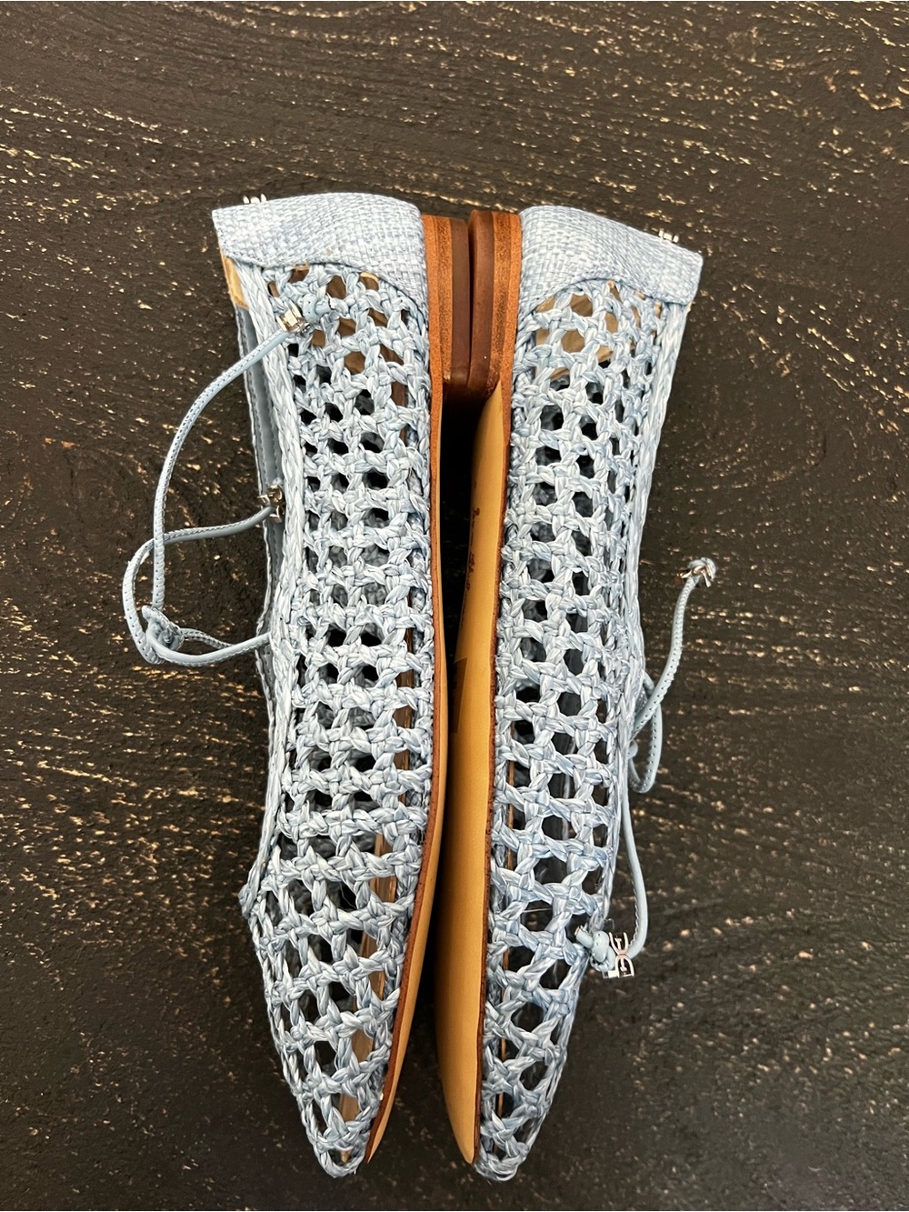 Sam Edelman Light Blue Woven Ballet Flats with Tie - Picture 4 of 5